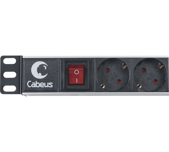 Блок евророзеток Cabeus горизонтальный, 8 розеток, 10 A, гнездо под шнур PDU-8P