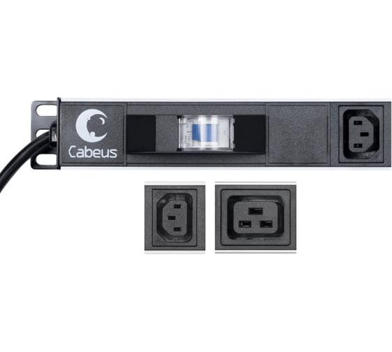Блок розеток Cabeus вертикальный, 10 розеток IEC 320 C19, 14 розеток  -C14 PDU-16-14C13-10C19-B