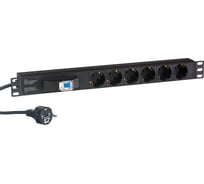 Блок розеток ExeGate ServerPro PDU-19H610 Al-6S-EU2.5CU-1P, 19, 1U, алюминий, 6Sch, евро, 2.5м, защита перегрузки 280835