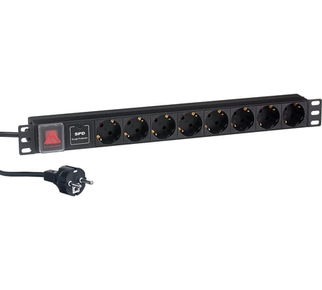 Блок роз ExeGate ServerPro PDU-19H807 Al-8S-EU2CU-SW-SPD1, 19, 1U, алюминий, 8Sch, евро, 2м, SPD1 280846