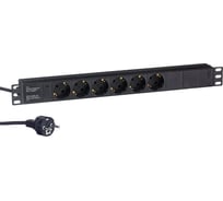 Блок розеток ExeGate ServerPro PDU-19H602 Al-6S-EU2CU, 19, 1U, алюминий, 6Schuko, евровилка, 2м 280827