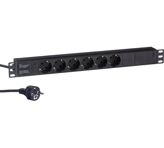 Блок розеток ExeGate ServerPro PDU-19H602 Al-6S-EU2CU, 19, 1U, алюминий, 6Schuko, евровилка, 2м 280827
