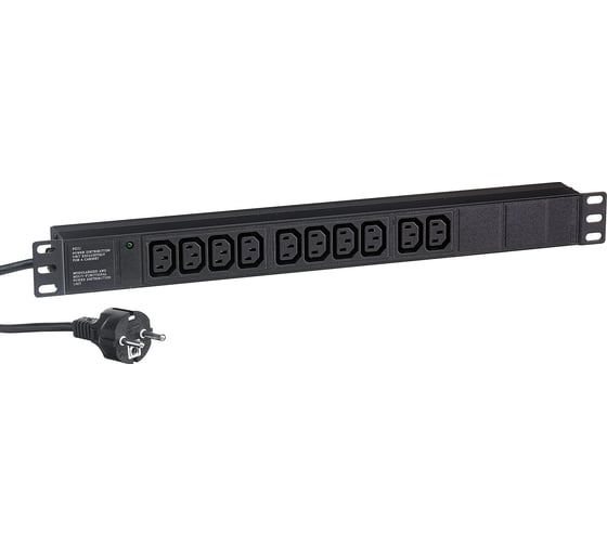 Блок розеток ExeGate ServerPro PDU-19H005 Al-10C13-EU3CU, 19, 1U, алюминий, 10 IEC 320 C13, евро, 3м 280863