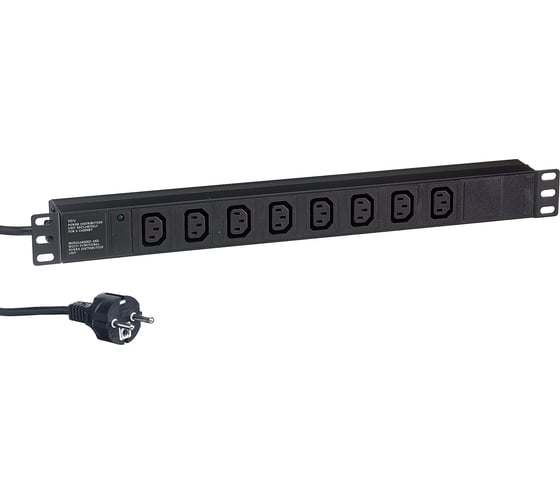 Блок розеток ExeGate ServerPro PDU-19H809 Al-8C13-EU2.5CU, 19, 1U, алюминий, 8 IEC 320 C13, евро, 2.5м 280855 1