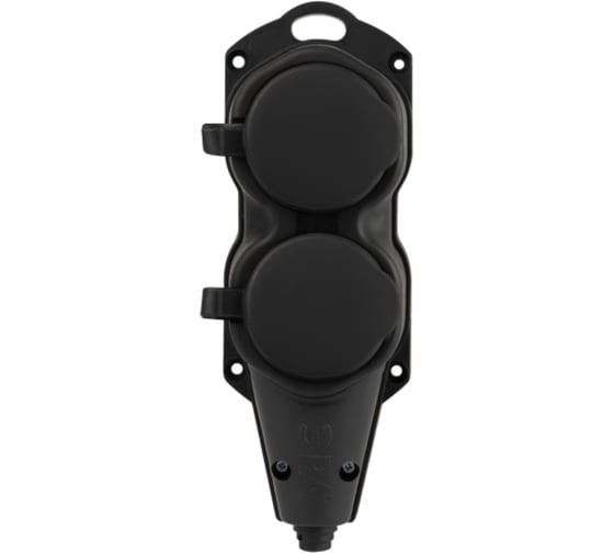 Колодка ЭРА KX2eBIP44 каучуковая с заземлением 2 розетки 16A IP44 черная Б0068451