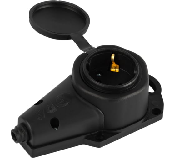 Колодка ЭРА KX1eBIP44 каучуковая с заземлением 1 розетка 16A IP44 черная Б0068402