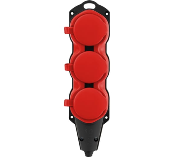 Колодка ЭРА KX3eREDIP44 каучуковая с заземлением 3 розетки 16A IP44 красная Б0068393