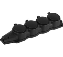 Колодка ЭРА KX4eBIP44 каучуковая с заземлением 4 розетки 16A IP44 черная Б0068394