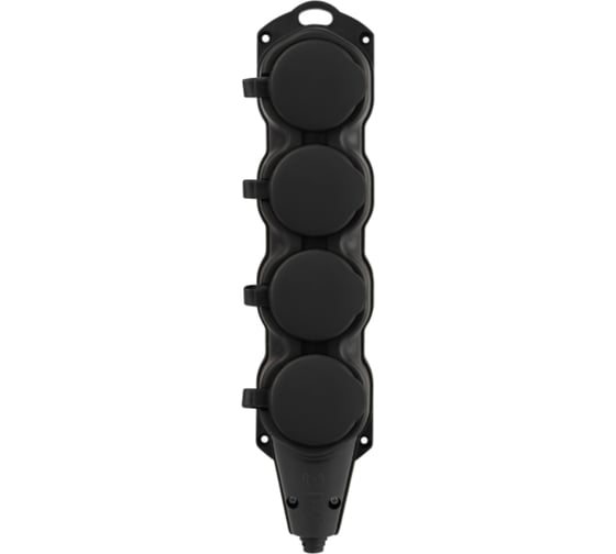 Колодка ЭРА KX4eBIP44 каучуковая с заземлением 4 розетки 16A IP44 черная Б0068394