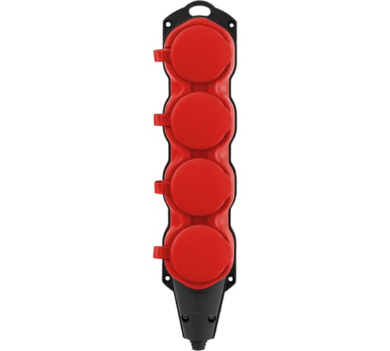 Колодка ЭРА KX4eREDIP44 каучуковая с заземлением 4 розетки 16A IP44 красная Б0068456