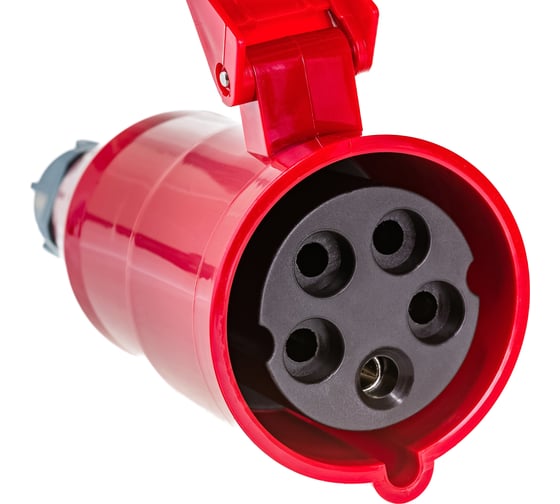 Вилка LANMASTER IEC 309, трехфазная, 32A, 380V, разборная, мама, красная LAN-IEC-309-32A3P/F