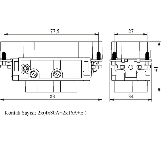 Штепсель Emas 8 полюсов, 80А, 4 полюса, 16А EB0812CF00