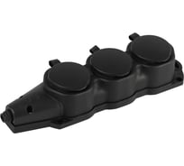 Колодка ЭРА KX3eBIP44 каучуковая с заземлением 3 розетки 16A IP44 черная Б0068453