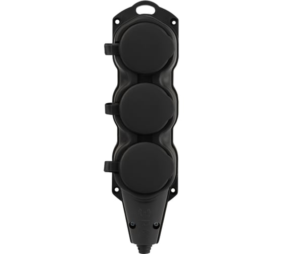 Колодка ЭРА KX3eBIP44 каучуковая с заземлением 3 розетки 16A IP44 черная Б0068453