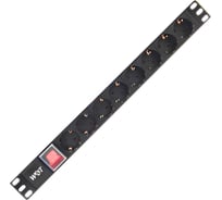 Блок розеток W&T 19" 8 розеток, кабель 2м, 1U, алюминий, выключатель 220В () WT-PDU-G8