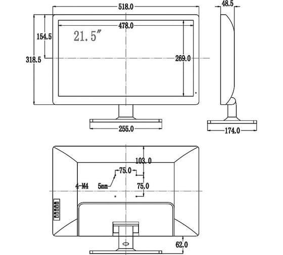 Монитор для видеонаблюдения Amatek AV-M22PF 21.5" TFT-LED 7000296