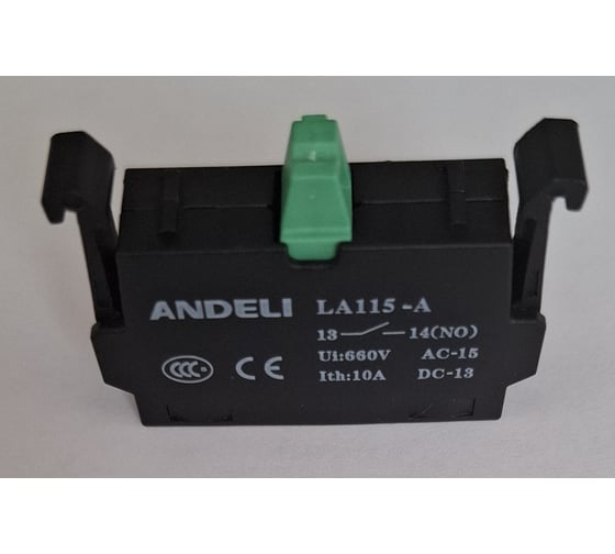 Блок контактный ANDELI LA115-A-10 зеленый 1НО ADL10-071