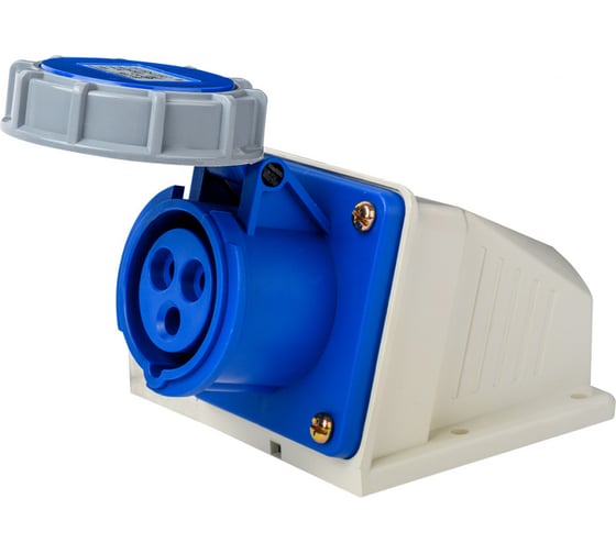 Розетка Dekraft стационарная 2Р+РЕ 32А 220В IP67 РС-103 26197DEK 1
