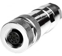 Соединитель клеммный VELLEDQ M12P-F08T, Розетка, Прямой с клеммником, Латунь никелированная 8-PIN IP6560 AC/DC, 08-00034172