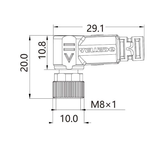 Соединитель кабельный VELLEDQ M8P-F04S-10.0PVC/BK 08-00025102
