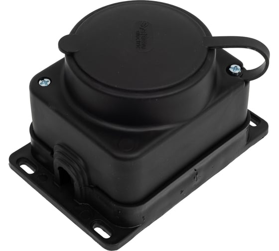 Колодка Systeme Electric MultiSet 1х розетка, 2К+З, каучуковая, 16А, 250В, IP44, черная MST4003BK
