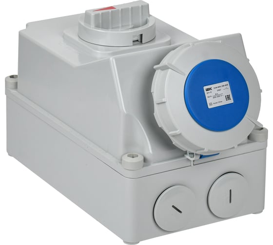 Розетка с механической блокировкой IEK ССИ-833 63А-6ч 220В 2P+PE IP67 PSR11-063-3-5-67 1