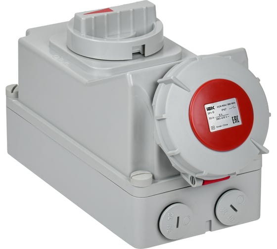 Розетка с механической блокировкой IEK ССИ-824 32А-6ч 380В 3P+PE IP67 PSR12-032-4-5-67 1