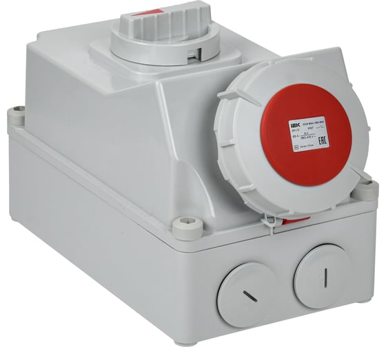 Розетка с механической блокировкой IEK ССИ-834 63А-6ч 380В 3P+PE IP67 PSR12-063-4-5-67 1