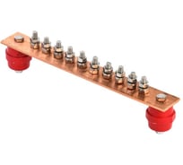 Шина заземляющая главная IEK 300x40x4 мм на 10 подключений медь ZGB10-50-010-300