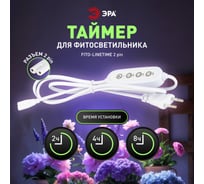 Таймер для светильника ЭРА FITOLINETIME 2 pin (2/4/8 H) с проводом 1,5 м Б0066962