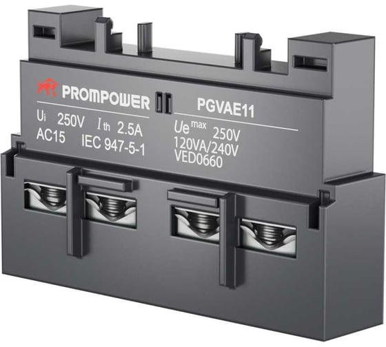 Блок вспомогательных контактов Prompower серии Pulse, фронт. монтажа для серии PGV2ME, 1НО+1НЗ PGVAE11