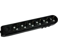 Колодка нового поколения MAKEL 6 гнезд, с защитой от детей, с/з и выкл., черная N6310100