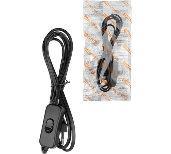 Шнур для БРА с выключателем TDM ELECTRIC ШВВП 2x0.5 мм2, 1.8 м, черный TDM SQ1305-1001