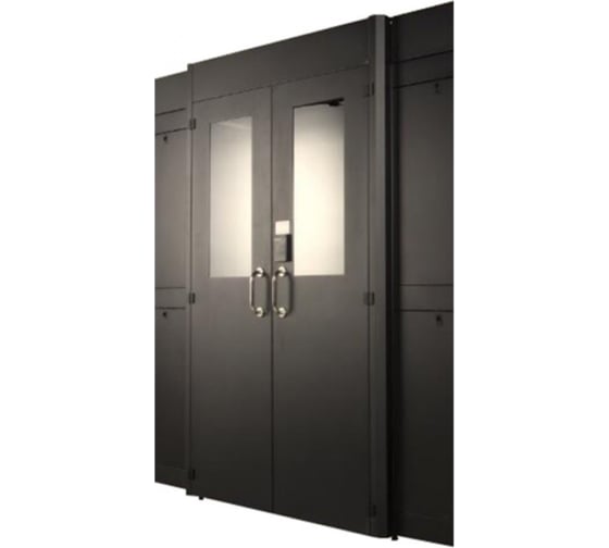 Распашные двери коридора LANMASTER 1200 мм, для шкафов DCS, 48U, стекло, key-card замок LAN-DC-HDRML-48Ux12