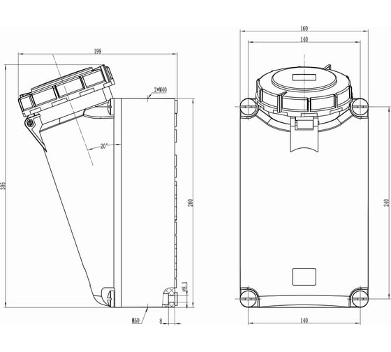 Розетка настенная DKC WS IP67 125A 3P E 400В DIS51512556