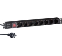 Блок розеток ExeGate ServerPro PDU-19H804 Al-8S-EU2.5CU-SW, 19, 1U, алюминий, 8Schuko, евро, 2.5м 280843