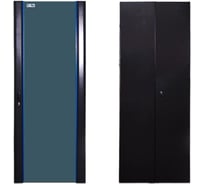 Комплект дверей TWT 42U, 600мм, черный передняя-стекло, задняя-распашная металл CBB-DR42-6x-S-G1