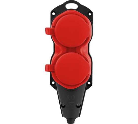 Колодка ЭРА KX-2e-RED-IP44 каучуковая, с заземлением, 2 розетки, 16A, IP44, красная Б0068443