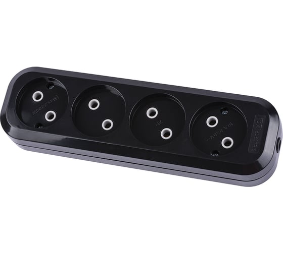 Розеточная колодка TDM ELECTRIC 4 гнезда 2П б/з 10А 250В черная SQ1806-0111