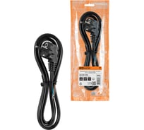 Шнур сетевой с вилкой TDM ELECTRIC ПВС 3x1,5мм² 5м с заземлением, черный SQ1305-0188