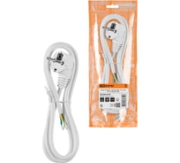 Шнур сетевой с вилкой TDM ELECTRIC ПВС 3x1,5мм² 5м с заземлением, белый SQ1305-0178