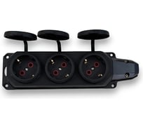 Штепсельная трехместная розетка KRASO KSL влагозащищенная, с/з, 16 А, IP54 каучук SHT-3-KSL