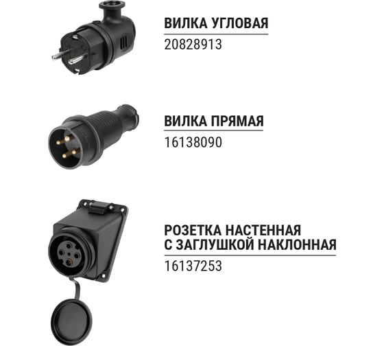 Разъем с заглушкой каучук TDM ELECTRIC 3Р+РЕ 32А 380В IP44 SQ0612-0007