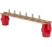 Шина ДМЗ ГЗШ170x25x4, 6хМ6, медная, с изоляторами ДМЗ.170.25.4.6-М6