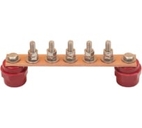 Шина ДМЗ ГЗШ180x40x4, 5хМ8, медная, с изоляторами ДМЗ.180.40.4.5-М8