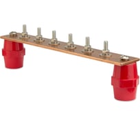 Шина ДМЗ ГЗШ240x20x5, 6хМ6, медная, с изоляторами ДМЗ.240.20.5.6-М6