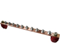 Шина ДМЗ ГЗШ375x20x5, 12хМ6, медная, с изоляторами ДМЗ.375.20.5.12-М6