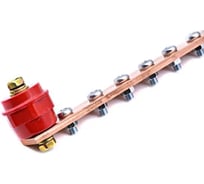 Шина ДМЗ ГЗШ740x80x4, 8-М6/8-М8/2-М10/1-М12, 2 ряда, медная, с изоляторами ДМЗ.740.80.4.8-М6.8-М8.2-М10.1-М12