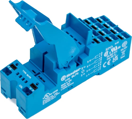 Розетка Finder с клеммами push-in для реле 55.34, 55.32, 85.02, 85.04 и модулей 99.02, 86., 94P4SPA