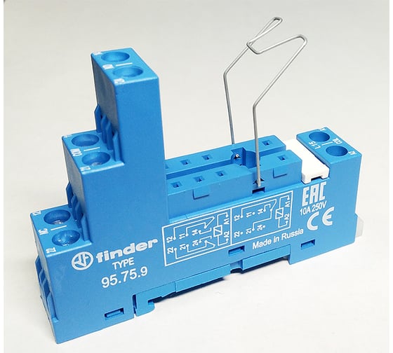 Розетка Finder для реле 40.51, 40.52, 40.61, 44.52, 44.62 и модуля 99.01, с комб конт., 95759SMA 1